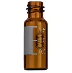 Vial roscado de 1,5 mL N 8 ámbar, fondo plano, pequeña abertura, etiqueta + escala. MACHEREY NAGEL. Rosca: 8-425. Diámetro exterior (mm): 11,6. Altura exterior (mm): 32 