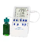 Memory-Loc datalogging digital thermometer. TRACEABLE. Range: –50.00 to 70.00°C. Accuracy: ±0.25°C. Resolution: 0.01°C. Probes: 1 bottle. Application: Refrigerators and Freezers