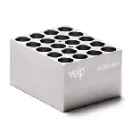 Bloque de aluminio VLS-W20-D150-A Block para 20 viales de 15 mm. VELP®. Dimensiones pocillo (ØxPr., mm): 15,8x35. Accesorio para Termorreactor ECODryBlock System