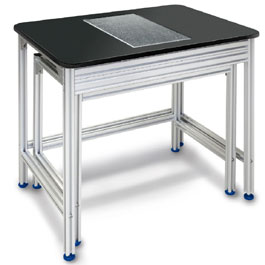 Weighing table YPS-03 Kern, weighing table consists of:- Polished granite plate (34 kg) as integrated working surface, positioned on absorbing rubber components- Work table with aluminium profile frame and height-adjustable feet