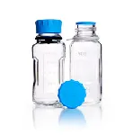 Frascos para laboratorio YOUTILITY transparente con tapón y anillo de vertido en PP. DURAN®. Capacidad (mL): 250. Rosca DIN (GL): 45. Diámetro (mm): 66. Altura (mm): 158