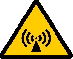 Warning Signal non-ionizing radiation. Longest side (mm): 148