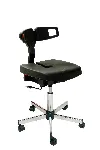 Polyurethane Koncept anti-static chair with black steel foot. Assembly on silentbloc. Branches: Antistatic castors. Adjustable seat: Yes, in height and tilted of 2° forward. Footrest: No. Seat height (mm): 510-645. Colour: Black. Cleanroom: Yes. KANGO. Range of ISO 3 certified anti-static chairs for clean rooms
