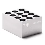 Bloque de aluminio STT-W12-D180-A Block para 12 tubos de fondo redondo de 17-18 mm. VELP®. Dimensiones pocillo (ØxPr., mm): 19,1x48,4. Accesorio para Termorreactor ECODryBlock System