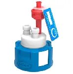 Safety Cap II, Ø 4,76  for GL45. Connectors (mm OD): 2x4,75mm (3/16'). SCAT®. Safety Caps: safe solvent extraction. GL45 screw caps for the preparative HPLC and air valve