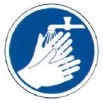 Obligatory signal of Mandatory washing of hands. Ø (mm): 148