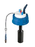 Waste Cap, V2.0 with connector for exhaust filter and electronic level control. Connectors (mm OD): 2x 2,3/3,2 mm OD + 1x 5,0 - 11,5mm ID. Thread S60/61, filter not included. SCAT®. Waste caps