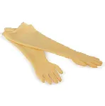 Guantes de caucho natural, intercambiables entre ambas manos, adecuados para orificios de Ø 190 mm. Talla 8. Presentan alta resistencia a la perforación y a la abrasión, gran flexibilidad, bajo voltaje y baja carga electrostática. Longitud (mm): 750