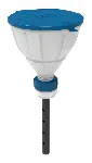 White Arnold V2.0 funnel, with ball-valve and lid. Splash guard and removable sieve. Funnel Ø 200 mm. Thread size: S51. SCAT®. Safety funnels with ball valve
