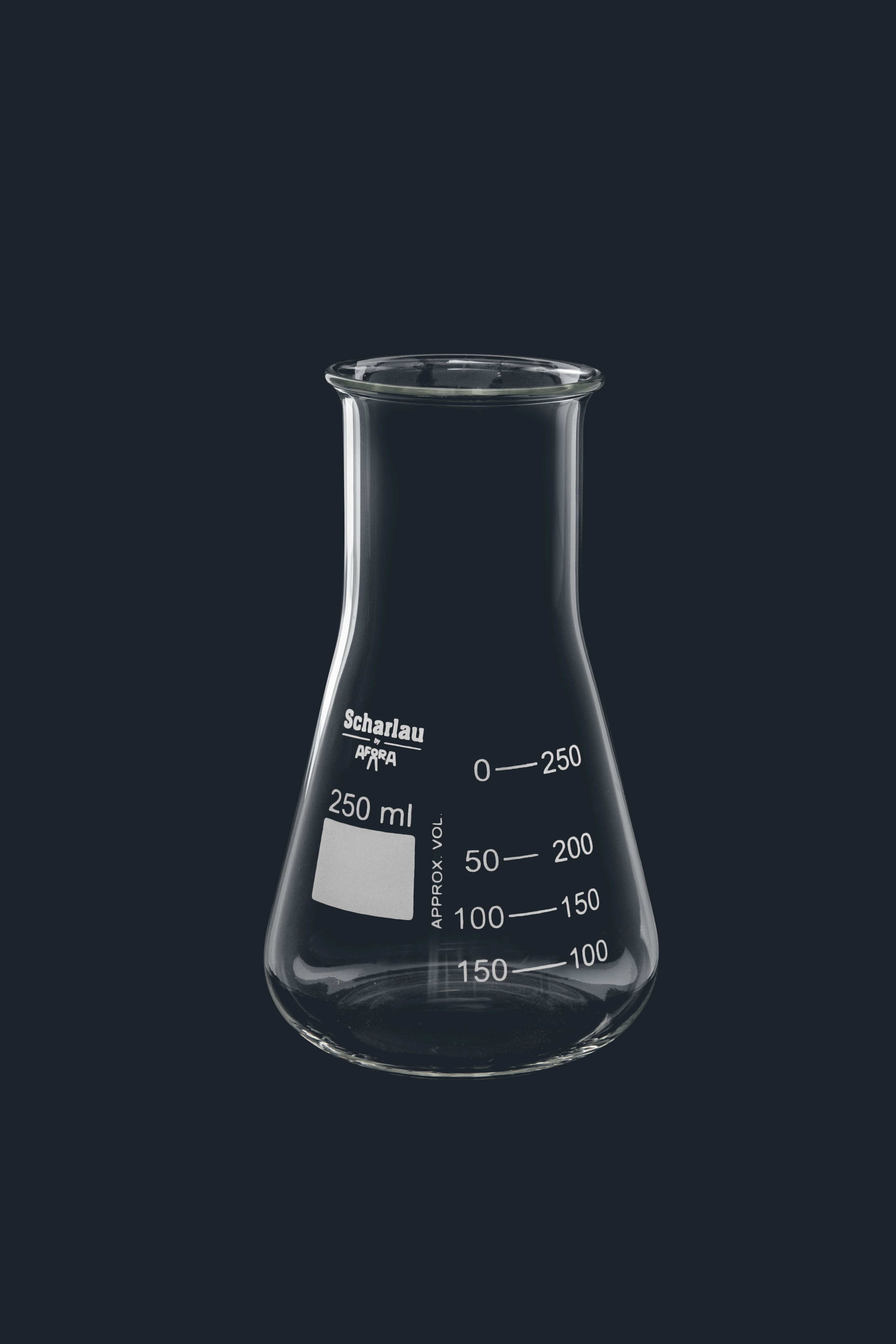 Matraz erlenmeyer boca ancha, vidrio borosilicato 3.3. Capacidad (ml): 50. Ø Boca (mm): 34. Altura (mm): 85
