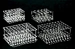 Test tube rack. J.P. SELECTA. Up to 48 tubes of 16 or 25 mm diameter. Ø holes: 25. Number of holes: 48 (8x6). Dim. WxDxH (mm): 235x180x110. Construction of: Plasticized wire