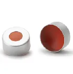 Cápsula para viales ND11, color: plateado, con agujero, con revestimiento de goma natural / FEP transparente