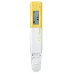 LAQUAtwin F-11 pocket fluoride ion meter. HORIBA. Minimum volume: 0,3 mL (0.1 mL with Sampling Sheet B). Measurement range: 0.1 - 990 ppm (mg/L). Temperature range (°C): 0 - 50.0. Includes 1 ppm Standard Solution (14 mL), 10 ppm Standard Solution (14 mL), TISAB Solution (14 mL), 5 mL beaker, syringe, 5 sampling sheets B, 2 CR2032 batteries, instruction and quick-start manuals, and storage case.
