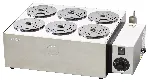H 11 V Hydro waterbaths for evaporation. LAUDA. Temperature range (ºC): 25 - 100. Temperature stability (ºC): ±3. Maximum volume (l): 10.5. Number of opennings: 6. Opennings diameter (mm): 91. Depth (mm): 100. Heating power (kW): 1.5. Weight (kg): 5.7