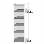 Paquete de equipamiento para armarios de seguridad para productos inflamables UNE EN 14470-1. Para modelos: S90.196.060.WDAS. ASECOS. Descripción: 4x bandeja, 1x cubeto de retención (V=22.0L). Material: Plancha de acero plastificada RAL 7035