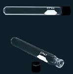 Tubo de vidrio de borosilicato KG-33. KIMAX. Tubo de vidrio con tapón de rosca. Fondo: Redondo. Cap. (ml): 160. Dim. Øxlong. (mm): 38x200. Tubos/caja: 24