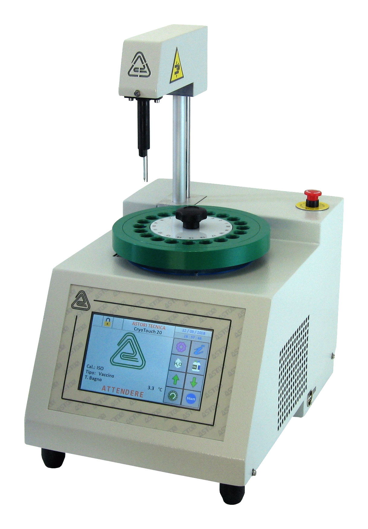 CryoTouch 20 automatic cryoscoper s with ''lactose-free'' function. ASTORI TECNICA. Number of samples: 20. Sample volume (ml): 2 or 2.5. Resolution (ºC): ±0.0005. Reproducibility (ºC): ±0.0025 (bovine milk). Dim. WxHxD (mm): 285x360x485 (with head down). Weight (kg): 17.4.Supplied with a 'starter-kit' including a box of glass sample tubes, a tube-holder, 3 calibration standards and a cooling liquid bottle.