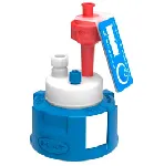Safety Cap II, Ø 3,2 and Ø 6,35 for GL45. Connectors (mm OD): 1x3,2mm+1x6,35mm. SCAT®. Safety Caps: safe solvent extraction. GL45 screw caps for the preparative HPLC and air valve