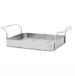 Stainless steel with Rilsan-coated handles basket. Accessory for Elmasonic. ELMA. It's very important use baskets to protect the bath. For models: Elmasonic 100/120 flat. Dimensions WxHxD (mm): 255x25x200