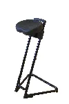 Stand up seat. Branches: Triangular steel epoxy painted base with non-slip pads. Adjustable seat: Yes, tilting and rotating. Footrest: No. Seat height (mm): 600-840. Colour: Black. Cleanroom: No