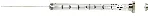 Syringe for manual use.SGE. Vol. (µl): 50. Needle length (mm): 50. Needle: Fixe. Gauge: 25. Ø ext. (mm): 0,5. Tip type: Beveled. Model: 50F. Replacement needle (5 u.):No. Barrel E.D. (mm): 8