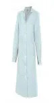 Lab Coat for ladies. Size: 48. It has long-sleeves and is made of 65% polyester and 35% cotton. With two lower pockets and one upper pocket, and a lapel. It has a belt on the back and closes with buttons
