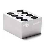 Bloque de aluminio STT-W08-D200-A Block para 8 tubos de fondo redondo de 20 mm. VELP®. Dimensiones pocillo (ØxPr., mm): 21x48,4. Accesorio para Termorreactor ECODryBlock System