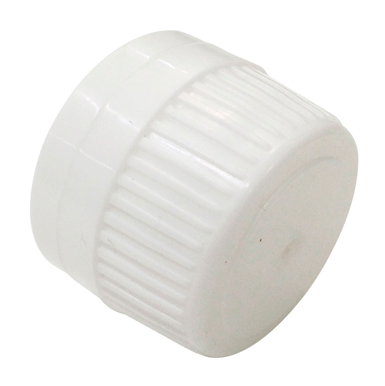 White polypropylene cap without liner and septumless. Economic package.