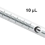 Jeringa Gas Tight. SGE. Émbolo guiado. Vol. (µl): 10. Long. aguja (mm): 50. Gauge: 26. Ø ext. (mm): 0,47. Tipo punta: Biselada. Modelo: 10R-GP-GT. Aguja rec. (5 u.): 032-037110. Émbolo rec. (u.): 032-031805