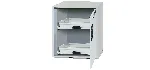 Armario para almacenamiento de productos corrosivos (ácidos y bases). ASECOS. Modelo: SL.080.059.UB.TR. Construcción armario: Bajo, 1 puerta. Color cuerpo: Gris claro. Equipamiento: Cuerpo sin equipamiento interior, con puerta apertura derecha, con puerta batiente. Carga máx. (kg): 100. Dim. AnxAlxPr (mm): 590x800x570. Peso (Kg): 48
