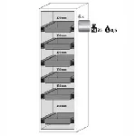 Paquete de equipamiento para armarios de seguridad para productos inflamables UNE EN 14470-1. Para modelos: S90.196.060.WDAS. ASECOS. Descripción: 6x cajón extraíble (V=4.5L). Material: Acero inoxidable 1.4301