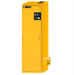 Armario de seguridad para productos inflamables UNE EN 14470-1. ASECOS. Modelo: S90.196.060.WDAS. Construcción armario: Alto, 1 puerta. Color cuerpo: Amarillo seguridad. Equipamiento: Cuerpo sin equipamiento interior, con puerta apertura izquierda, con mecanismo de bloqueo de puertas. Carga máx (kg): 600. Dim. AnxAlxPr (mm): 596x1968x616. Peso (Kg): 260