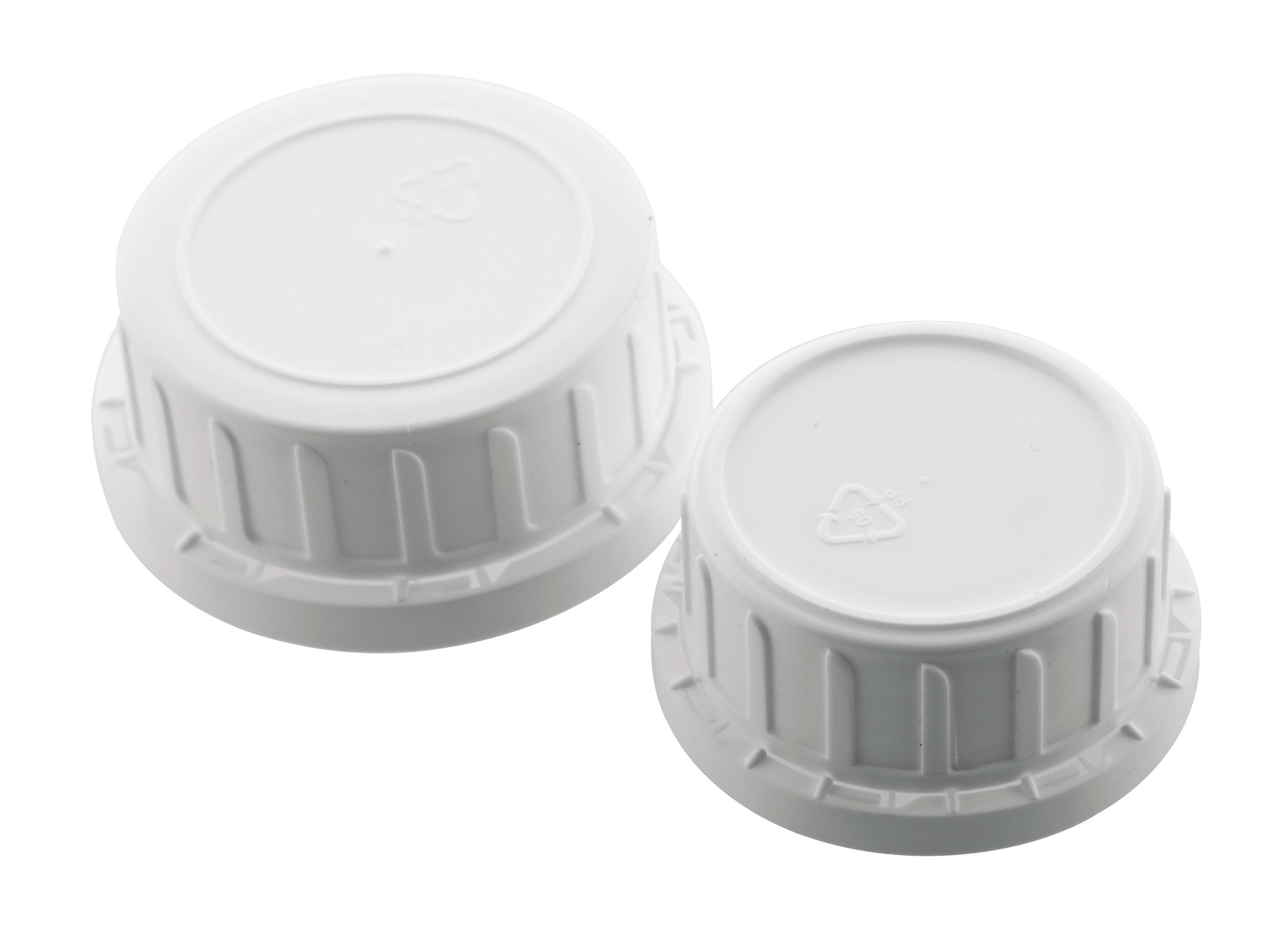 Polypropylene cap with seal for plastic flasks. Thread GL: 54