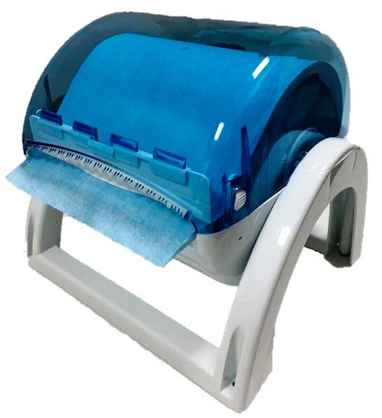 Portabobinas cubierta, color blanco/azul transparente, para bobina Multitex® Premium (0011199-01). ZVG®.