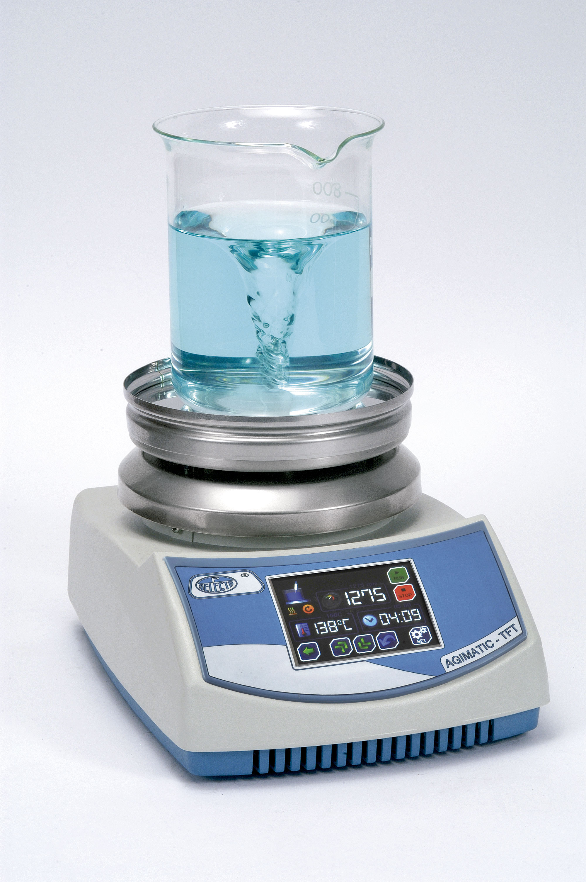 Agitador magnético Agimatic-Rev-E con calefacción. J.P. SELECTA. Dim. AnxAlxPr (cm): 19x14,5x26. Peso (Kg): 3,5