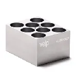 Bloque de aluminio VLS-W08-D250-A Block para 8 viales de 25 mm. VELP®. Dimensiones pocillo (ØxPr., mm): 25,8x45. Accesorio para Termorreactor ECODryBlock System