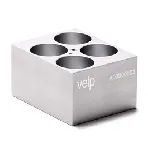 Bloque de aluminio STT-W04-D350-A Block para 4 tubos de fondo redondo de 35 mm. VELP®. Dimensiones pocillo (ØxPr., mm): 35x47,6. Accesorio para Termorreactor ECODryBlock System