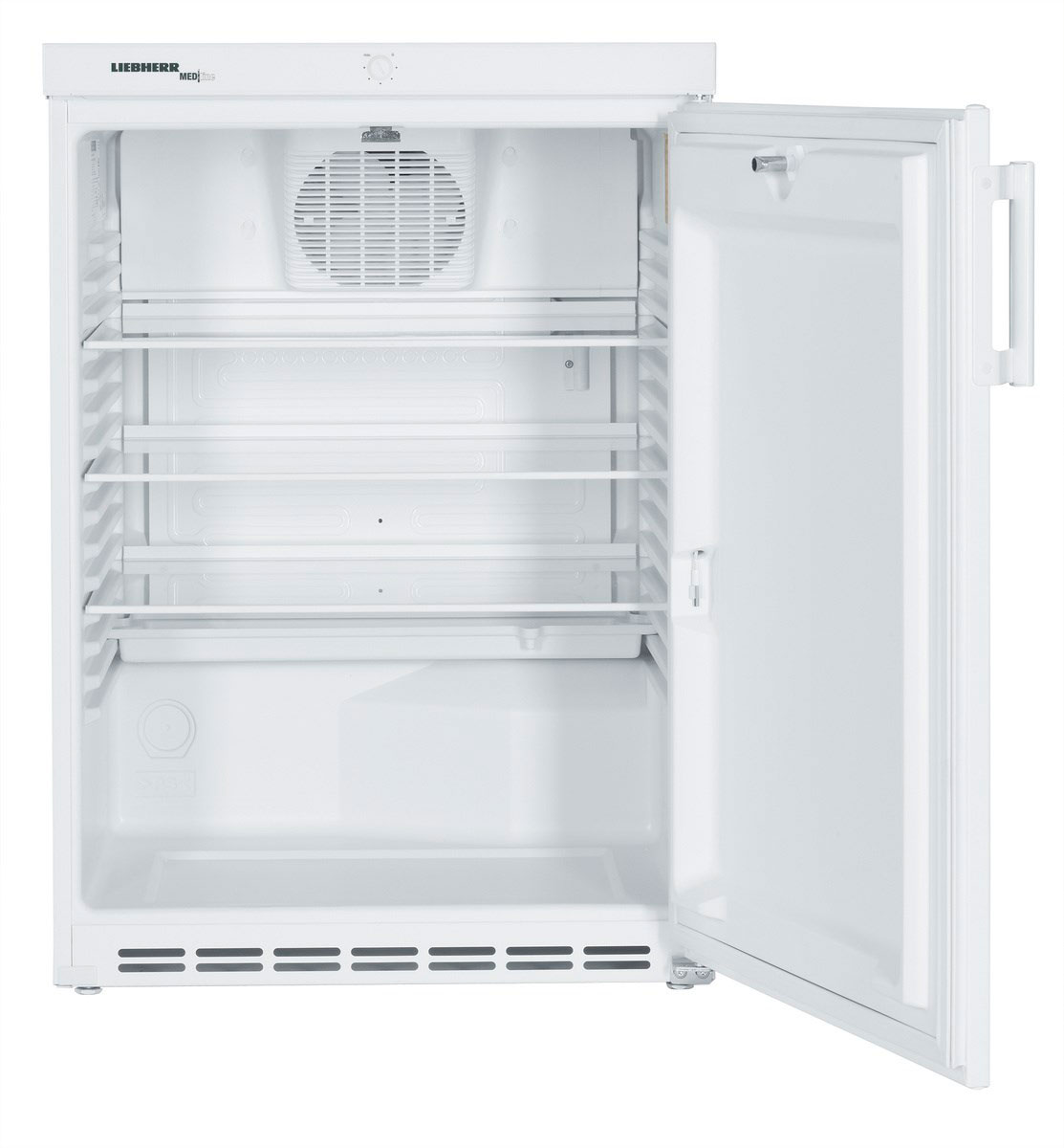 Laboratory refrigerator with static cooling and spark-free interior ATEX 95 +2ºC/+10ºC. LIEBHERR. Model: LKexv 1800. Gross/net cap. (l): 180/174. Bodywork/lid: White. Power (W): 90. Organization: 3 adjustable shelves