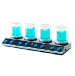 AM 4 Digital Multi-position Hot Plate Stirrer. 4 positions. VELP®. Speed (rpm): 50 - 1500. Stirring volume (L): Up to 20 (x 4 pos.). Temperature range (ºC): Up to 310. Plate diameter (mm): 135