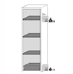 Paquete de equipamiento para armarios de seguridad para productos inflamables UNE EN 14470-1. Para modelos: S90.196.060.WDAS. ASECOS. Descripción: 3x bandeja, 1x cubeto de retención (V=22.0L). Material: Plancha de acero plastificada RAL 7035