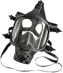 Full face mask BRK 820 with heat resistant visor. BARIKOS. Without filters. Black rubber mixture, approved according to EN 136 class 3 and CE-marked, with diaphragm, heat-resistant polycarbonate visor and standard thread connector according to EN 148-1