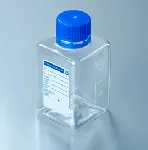 Sterile bottle, narrow neck, thiosulfate-free. Capacity (mL): 250. Material: PET body; HDPE cap. Cap diameter (mm): 35. Mouth diameter (mm): 31. Color: transparent body, blue cap.