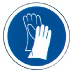 Obligatory signal of Mandatory wearing gloves. Ø (mm): 148