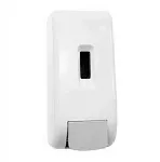 Dosificador de jabón manual blanco-gris de plástico ABS. Capacidad (mL): 1.000. Dimensiones AlxAnxPr (cm): 28x13x12