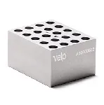 Bloque de aluminio MCT-W20-V015-A Block para 20 tubos de microcentrífuga de 1,5 mL. VELP®. Dimensiones pocillo (ØxPr., mm): 11,5x36,9. Accesorio para Termorreactor ECODryBlock System