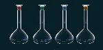 Volumetric flask with yellow neck, class A, 10ml, with PE stopper, lot number and certificate of conformity