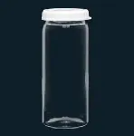 Vials with clip cap closing borosilicate glass. Description: Vials with clip cap closing. Capacity (ml): 30. Height x outer Ø (mm): 29,50x70. Material: Transparent borosilicate glass