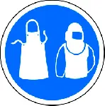 Obligatory signal of Mandatory wearing protective clothing. Ø (mm): 148