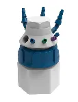Safety Waste cap 'LISA', V3.0 with connector for exhaust filter. Thread B 53, filter not included. SCAT. Connectors (mm OD): 4x1.6/2.3/3.2mm + 3x5.0 to 11.5mm + 4 PFA blind plugs + 3 PTFE blind plugs