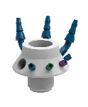 Safety Waste cap 'LISA', V3.0 Extension with connector for exhaust filter and funnel extension. Thread GL 45, filter not included. SCAT. Connectors (mm OD): 4x1.6/2.3/3.2mm + 3x5.0 to 11.5mm + 4 PFA blind plugs + 3 PTFE blind plugs